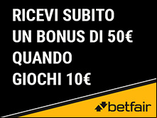 bonus betfair casino 25€ senza deposito