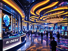 Illustrazione di help desk basato su AI in una sala da gioco