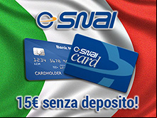 15€ senza deposito con carta di credito nel casino SNAI