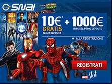 Bonus SNAI casino: 10€ senza deposito gratis