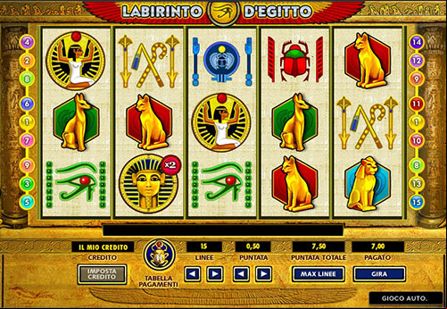 schermata principale di Labirinto d'Egitto