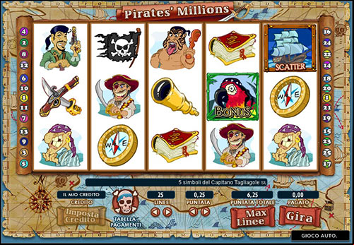 la schemata principale di pirates millions
